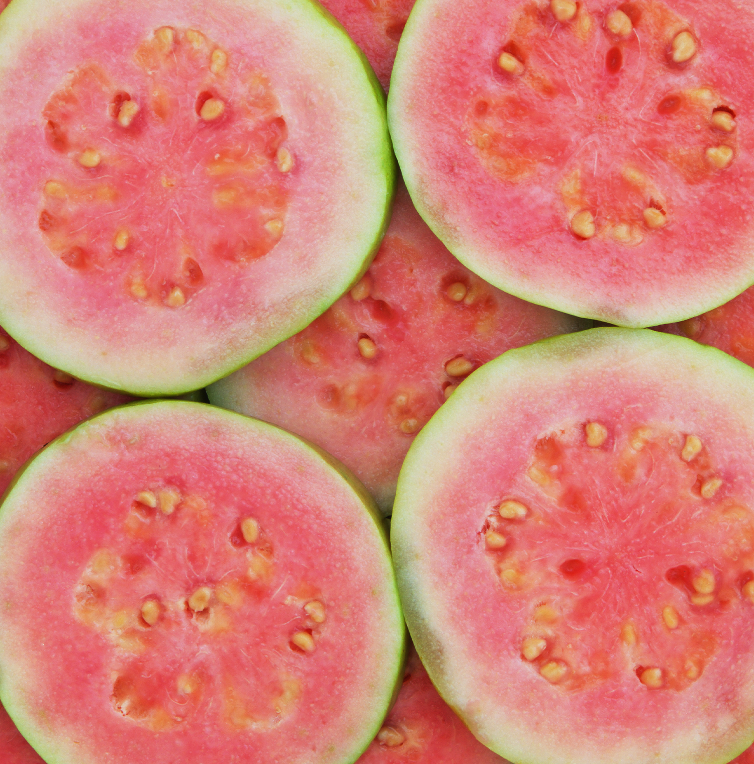 Close up image of sliced guavas