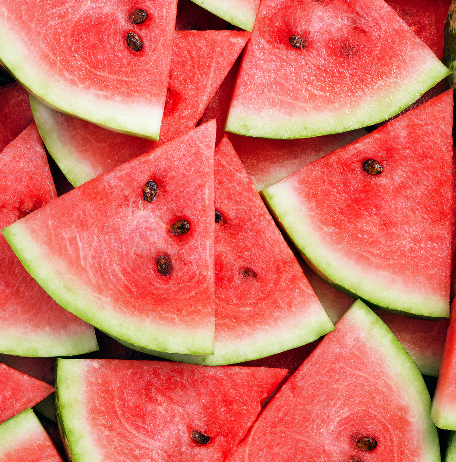 Close up image of sliced watermelon pieces.